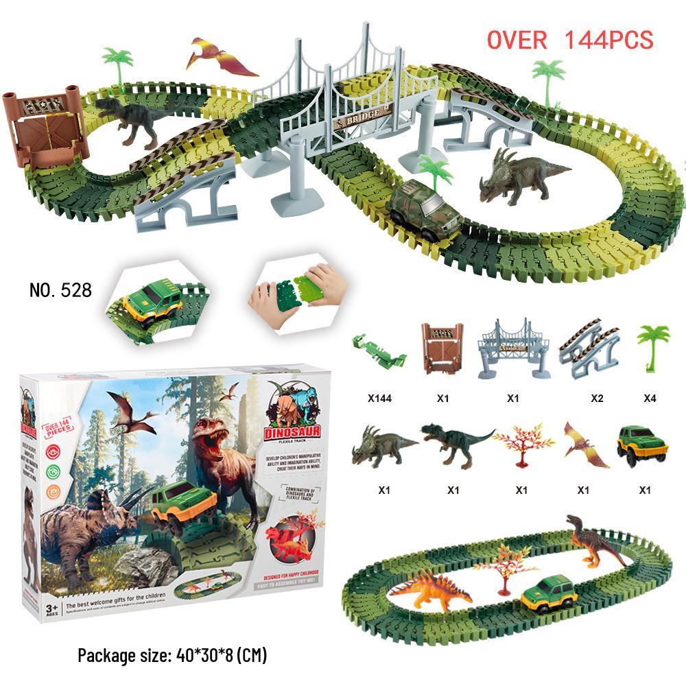 Children's DIY Electric Racing Car & LED Train Educational Toy Set