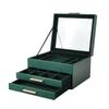 Gold Three-Layer Jewelry Box with Window for Necklaces and Earrings