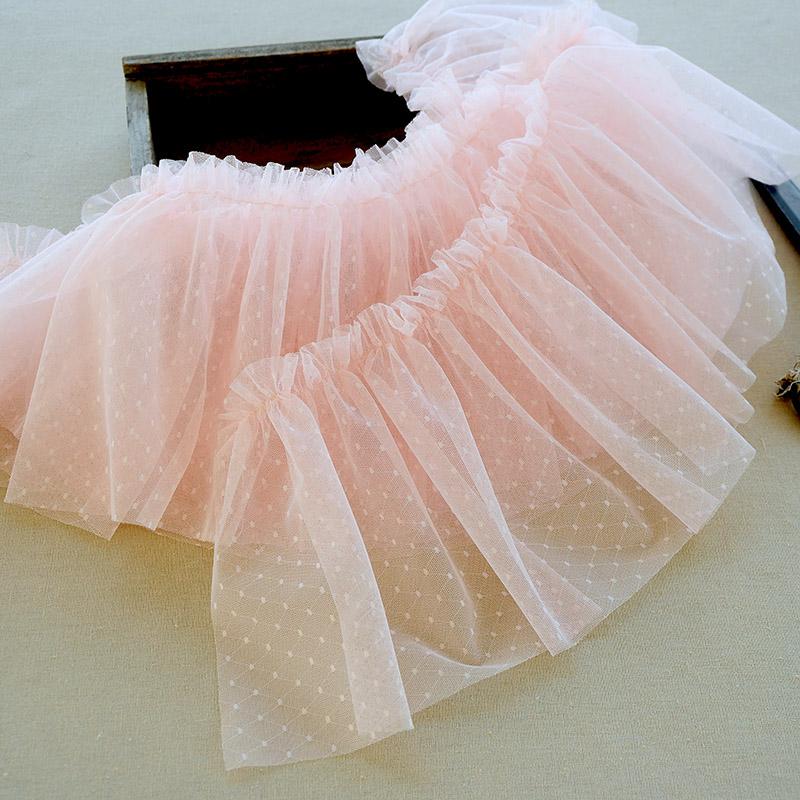 Trend DIY Weiten Mesh-Garn Bestickter Punkt Tüllspitze Stoff Für Damen Kinderkleidung Flauschiger Rock Unterteile Besatz Accessoires