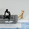 Abstract Cat Thinker Statue Decorative Figurine Sculpture Art Craft Ornament for Tabletop Living