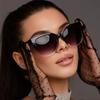 Gradient Color Sunglasses For Women And Men New Trendy Cat'S Eye Large Frame Sunglasses Uv400 Ins Style Sunglasses