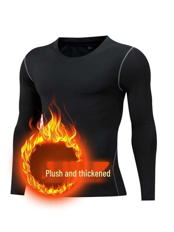 Men's Quick-Dry Basketball Compression Set - Fleece-Lined Long Sleeve Fitness Base Layer