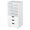Office Drawer Unit, 3 Drawers, 4 Open Shelves, Wheels, 38 x 40 x 86.8 cm, White