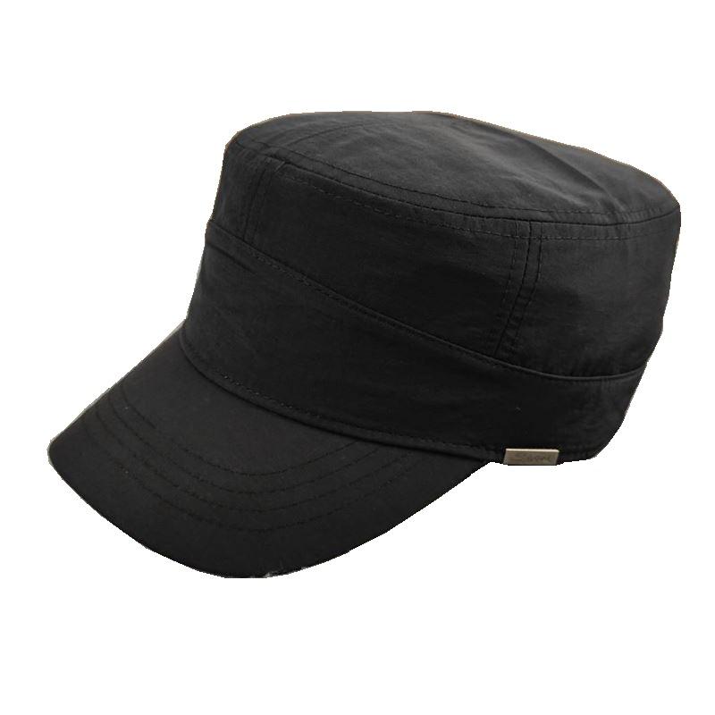 Fabric Flat Top Hat European and American Style Big Head Circumference Men's Hat Casual Fashion Deepening Military Hat One Piece Hair