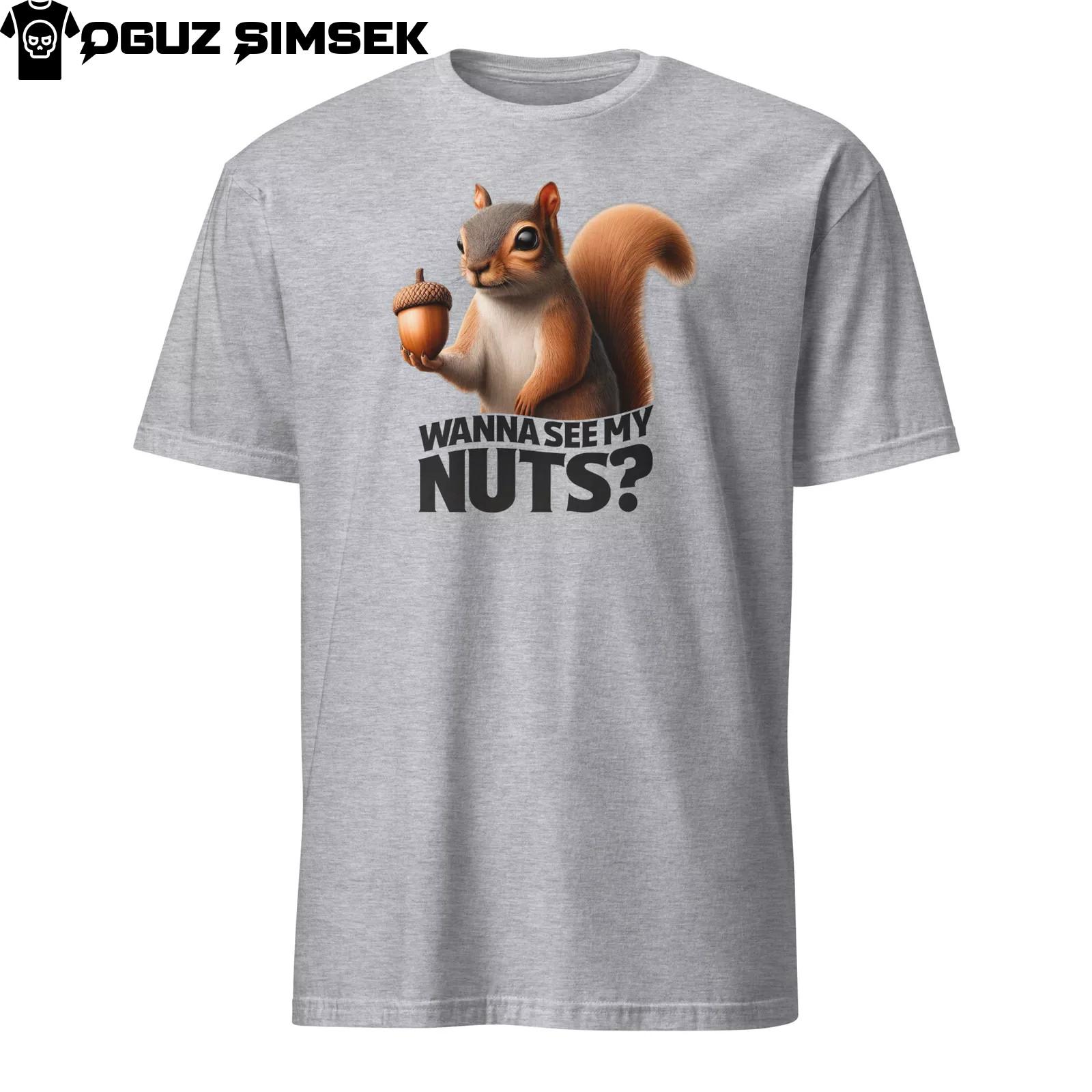 Funny Squirrel T-Shirt Mens Womens Tees Top | Humorous  Wanna See My Nuts?  Tee 3XL