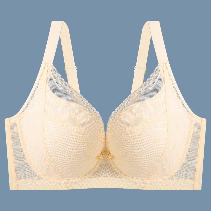 Lace women's breasts close secondary breasts gather anti-sagging large size bra full cup thin bra