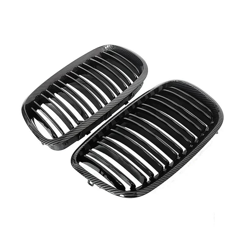 For BMW X5 X6 E70 E71 2007-2013 Front Bumper Kidney Racing Grille Glossy Black Car Double Slat Grill