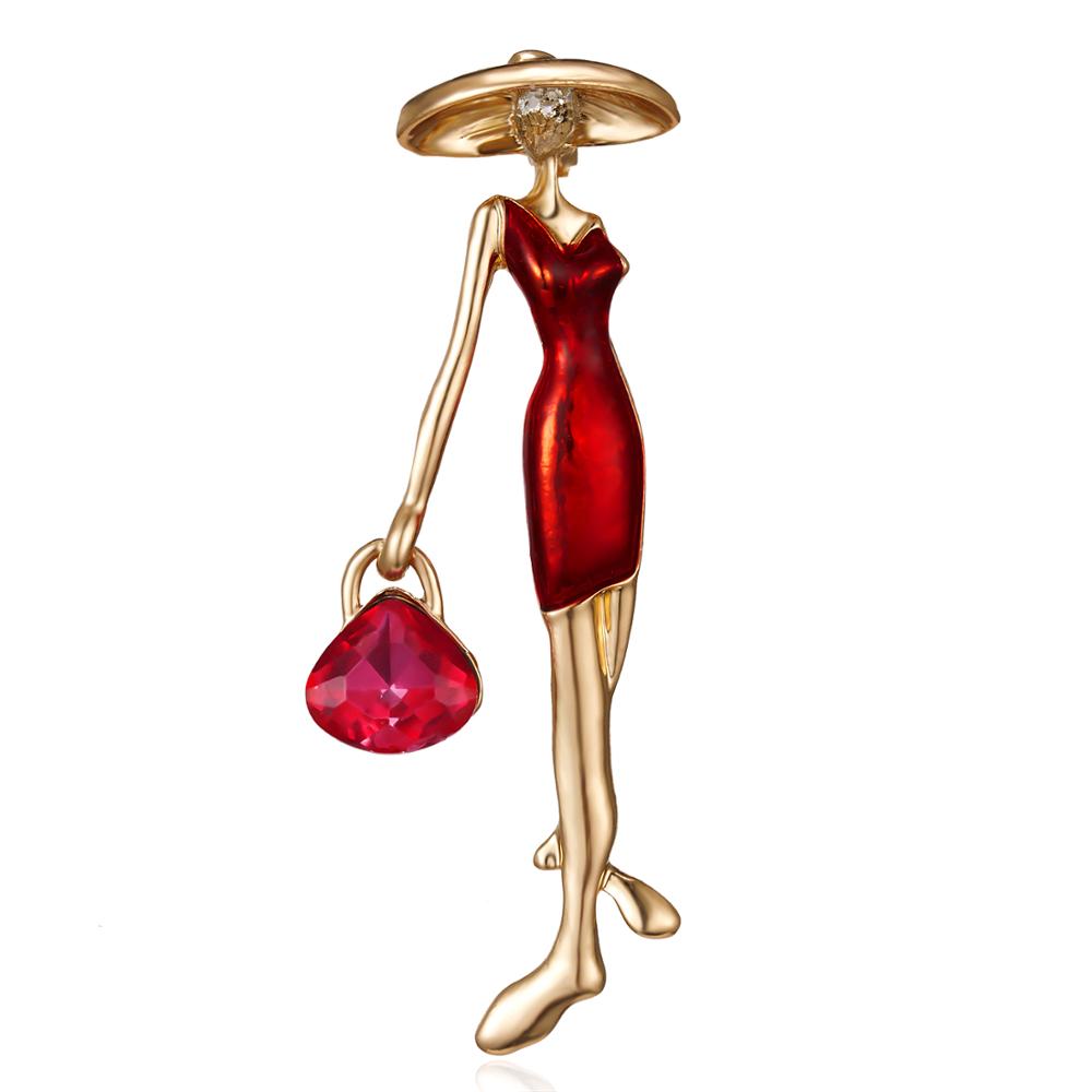 Rinhoo New Fashion Temperament Dance Girl Ballet Girls Cartoon Shining Crystal Brooches Women Collar Pins Bride Wedding Jewelry