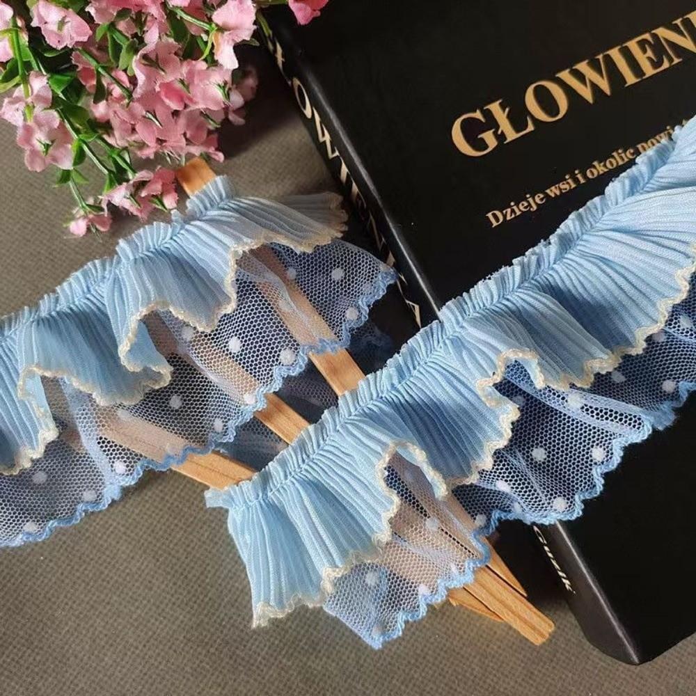 Double Layer Lace Trim Clothing Sewing DIY Pleated Mesh Lace Lolita Dress Sewing