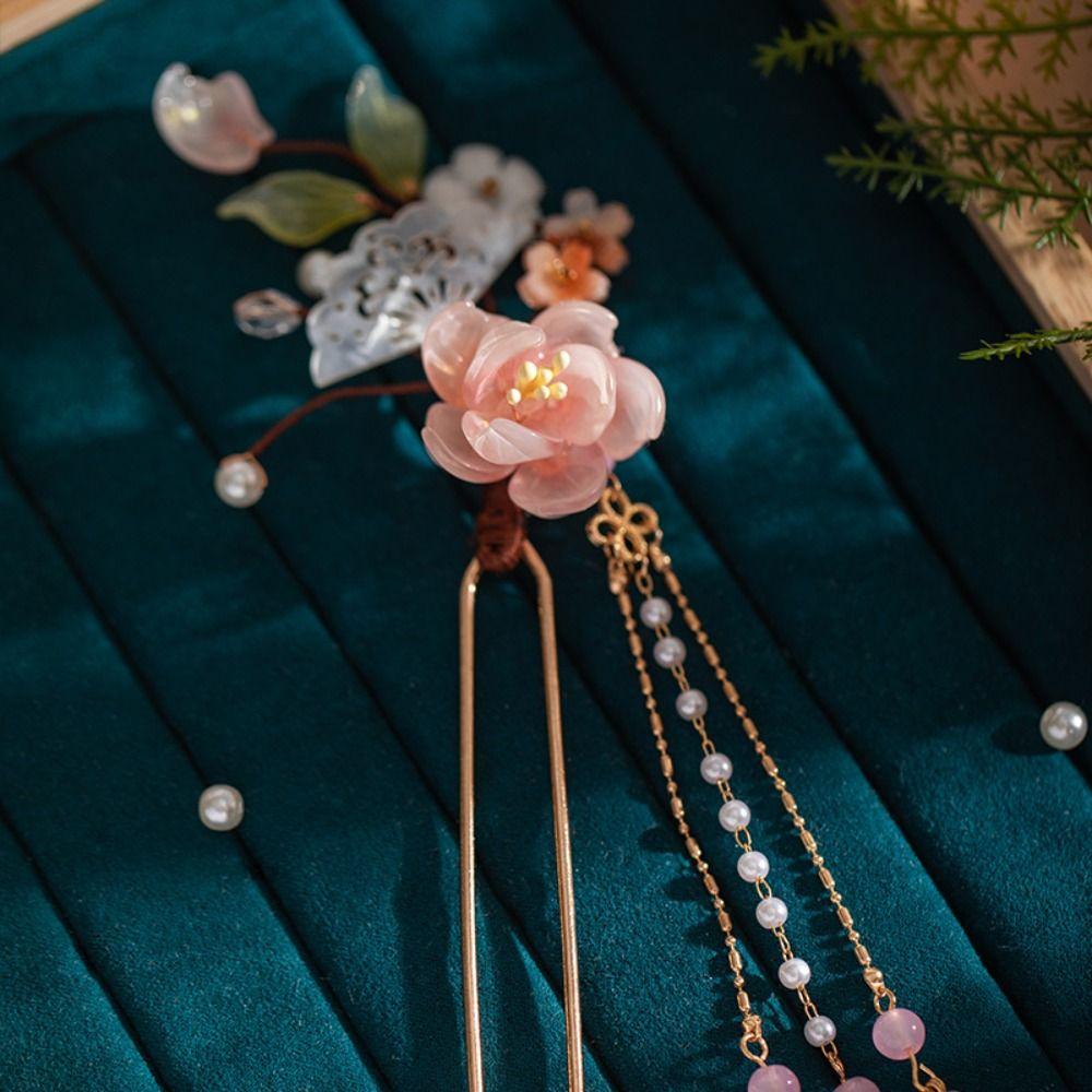 Retro Ancient Hair Stick Pearl Flower Hair Comb Classical Hanfu Headwear Cheongsam Accessories