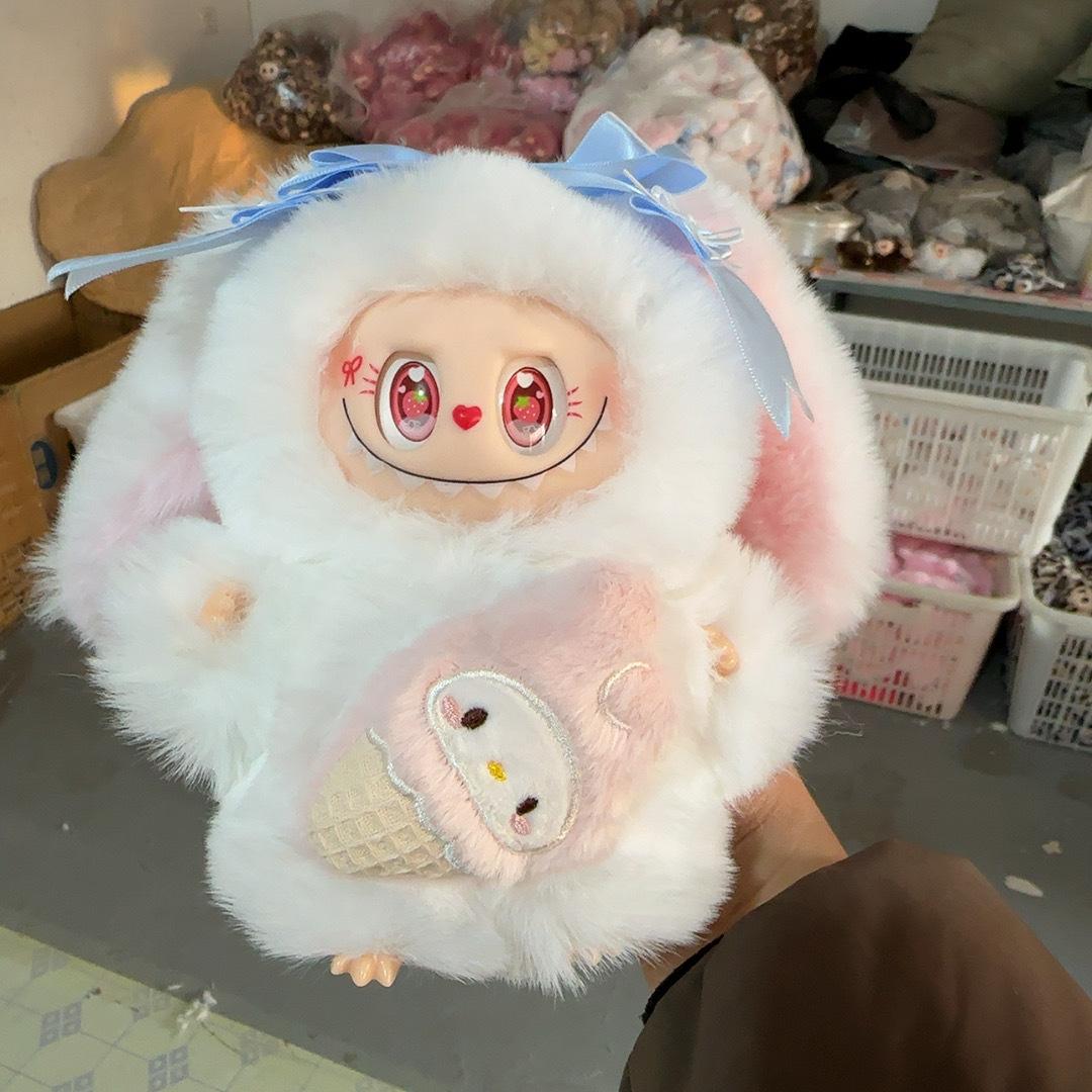 Виниловая кукла с лицом Большие уши Кролик Брелок Подвеска для сумки Виниловая кукла с лицом Плюшевая кукла Подвеска 18cm