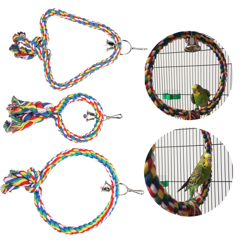 3pcs set Cotton Rope Bird Swing Toy Parrot Two Styles Cage Perch Stand Hanging Swings Toys