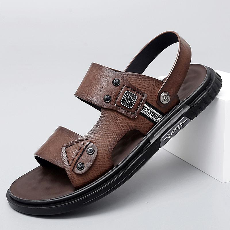 FashionSummer Indoor Outdoor Sandals Slippers Men's Waterproof Beach Shoes Soft Sole Comfortable Men's Flat Bottomed Casual Shoes