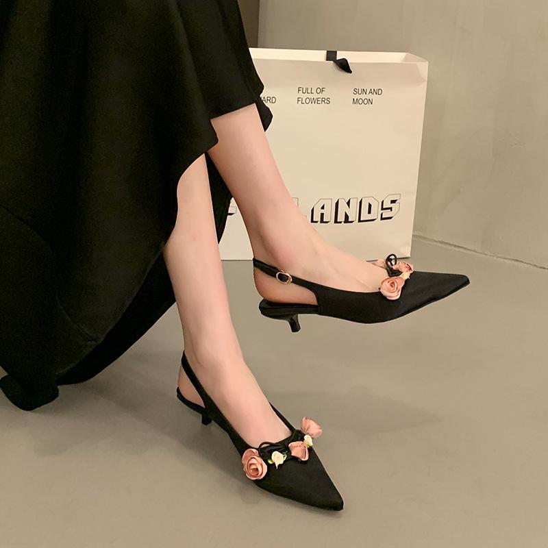 Summer New French Style Flower Shoes with High Heels and Exquisite Sandals for Women
