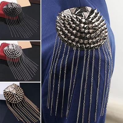 Pin Rivet Shoulder Badges Breastpin Jacket Vintage Brooch Club Tassel Chain Epaulette  Gift