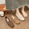 Gürtelschnalle Einzelne Schuhe Damen Frühling Herbst Ballerinas Neu Retro Eckige Zehen Loafers Einfarbig Damen Lässige Slipper Mokassins