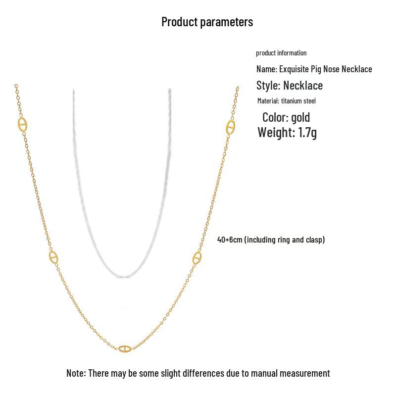 Exquisite Gold-Plated Titanium Pig Nose Necklace - Colorfast Clavicle Chain Trendy Accessory