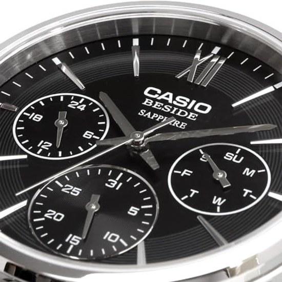 CASIO BESIDE Quartz Mens Watch Sapphire Glass BMS-300D-1AV Stainless Steel Band Multi-Axis 24-Hour Display Black Overseas Model