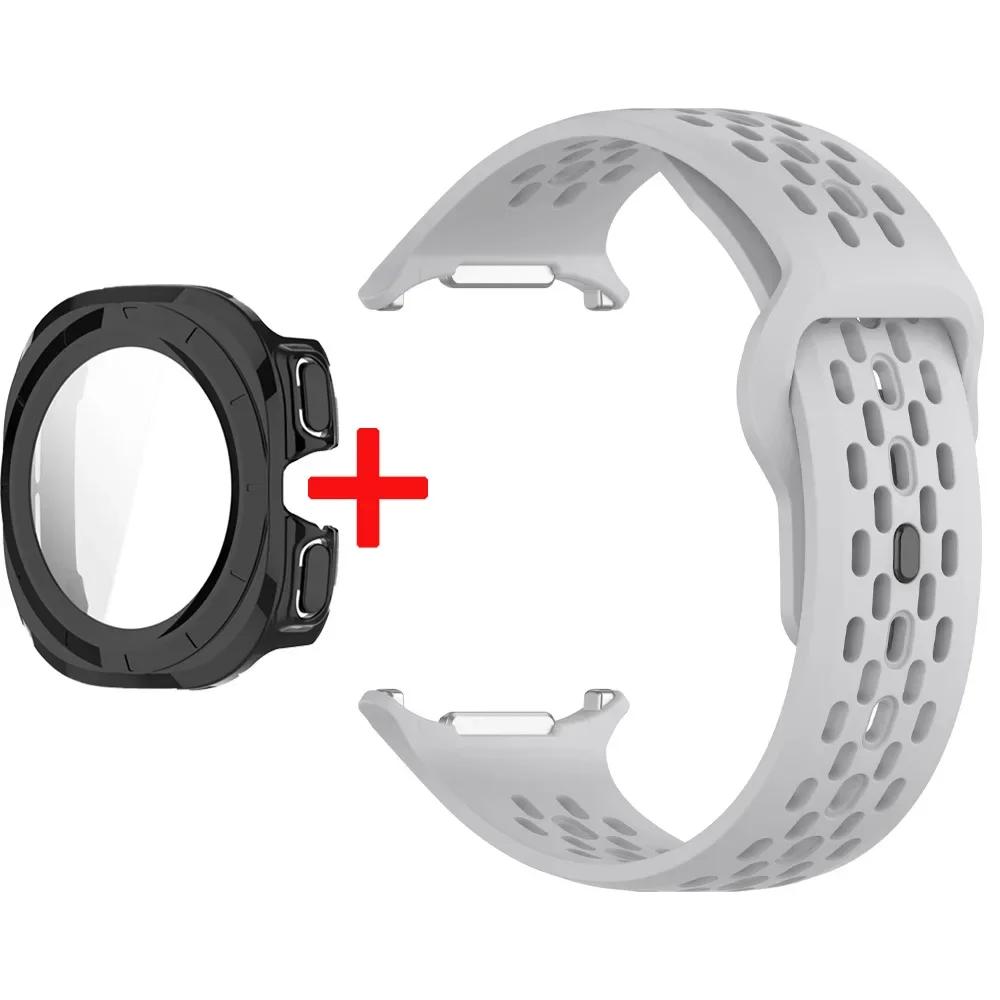 

Силиконовый Ремешок+Чехол Для Samsung Galaxy Watch Ultra 47 Спортивный Браслет Ремешок для Galaxy Watch Ultra Закаленное Стекло Чехол Ремешок for Galaxy Ultra 47
