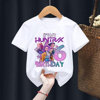 Kpop Cacciatori di Demoni Magliette Carine per Bambini Maglietta a Maniche Corte con Stampa di Numeri Cartoni Animati Top Moda Estiva da Ragazza Regalo di Compleanno