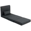 2-in-1 Folding Lounge Chair Foldable Sofa Bed with Linen Texture, Upholstered Guest Bed Folding Chair, Dark Grey