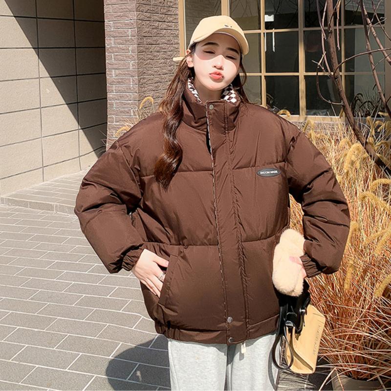 Giacca Imbottita Invernale Spessa Larga da Donna, Cappotto Corto Caldo in Cotone con Velluto Plus per Signora