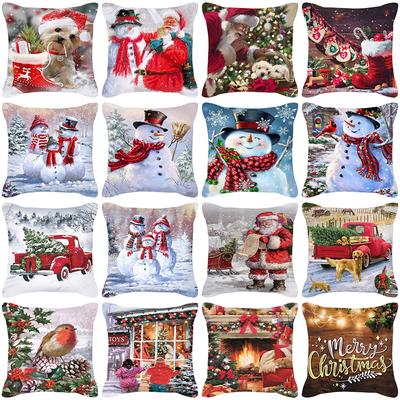 New Cartoon Christmas Snowman Pillow Cover Holiday Gift Cushion Cover Furniture Daily Use