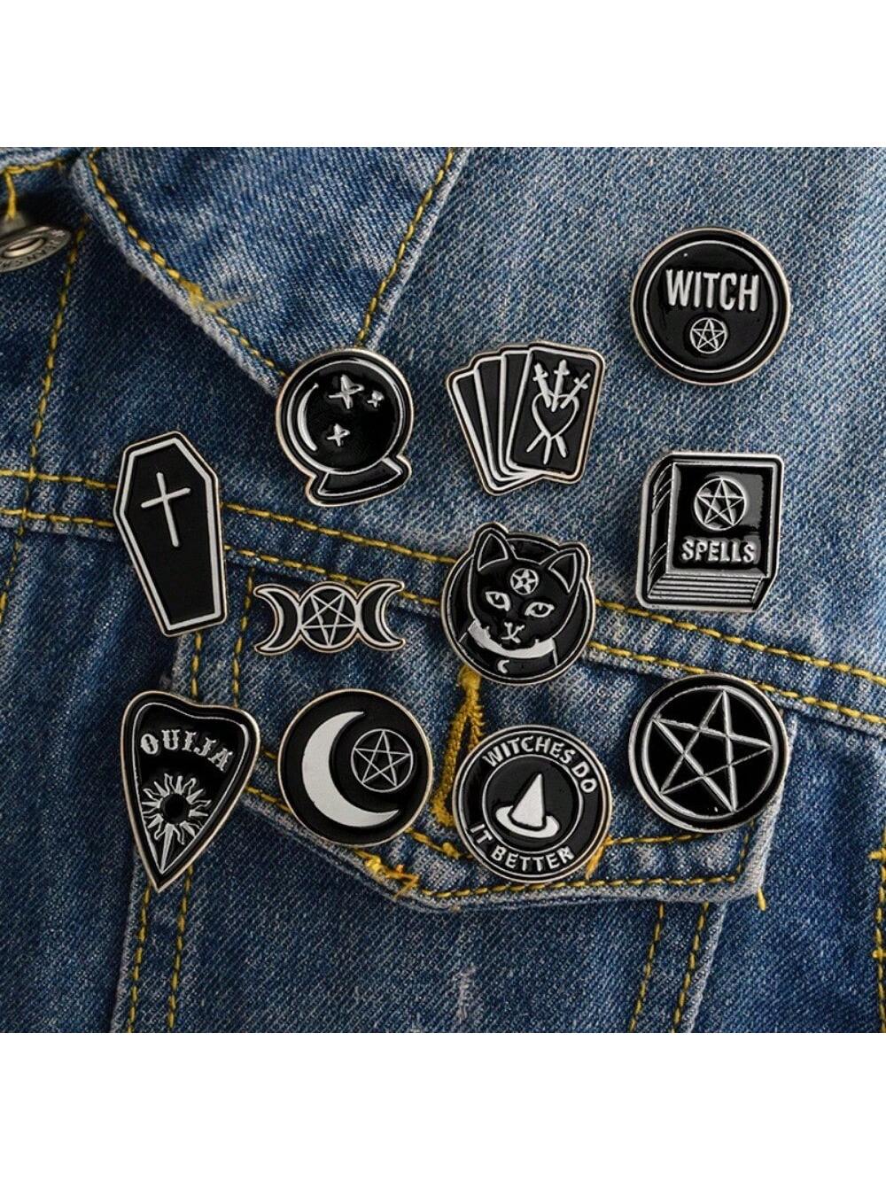 

11pcsDark Punk series with irregular shield shapes and book-shaped brooch retro badge accessories clothing backpack accessories