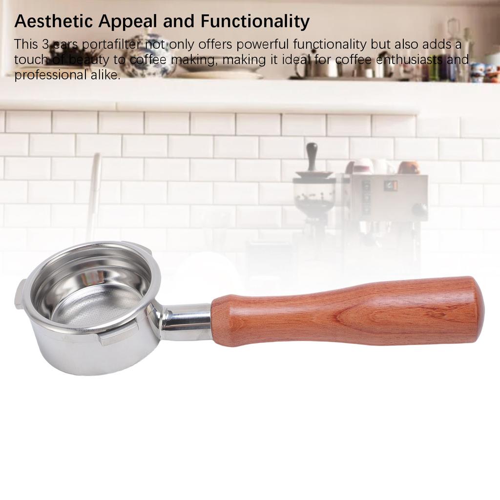 58mm Bottomless Portafilter Fit for Petrus Stainless Steel Universal 3 Ears Portafilter with Wooden Handle Filter Basket Tools