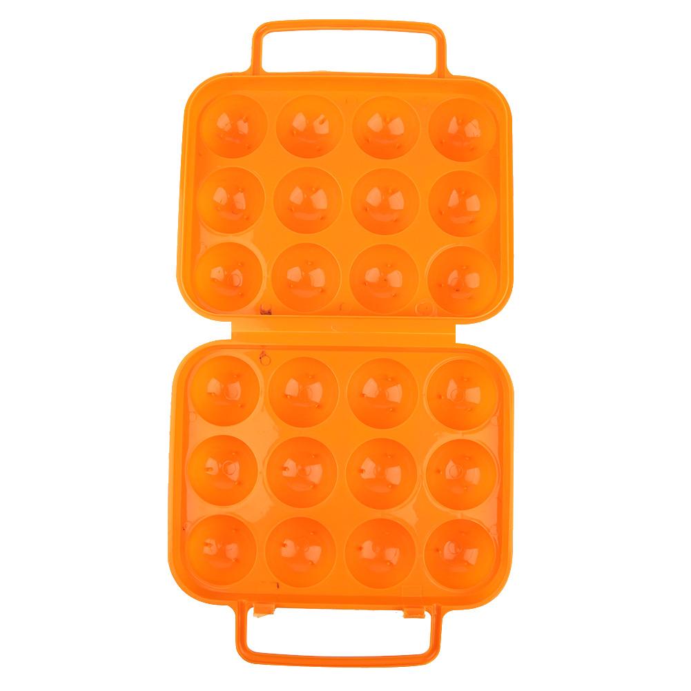 Double Side Plastic Egg Tray Storage Box Case Holder Container  with Handle for 12 Eggs(orange)