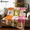 Pastel Color Block Halloween Tile Anime Cartoon Flannel Blanket Soft Warm Throw for Bedroom Sofa Car Kids Holiday Gift