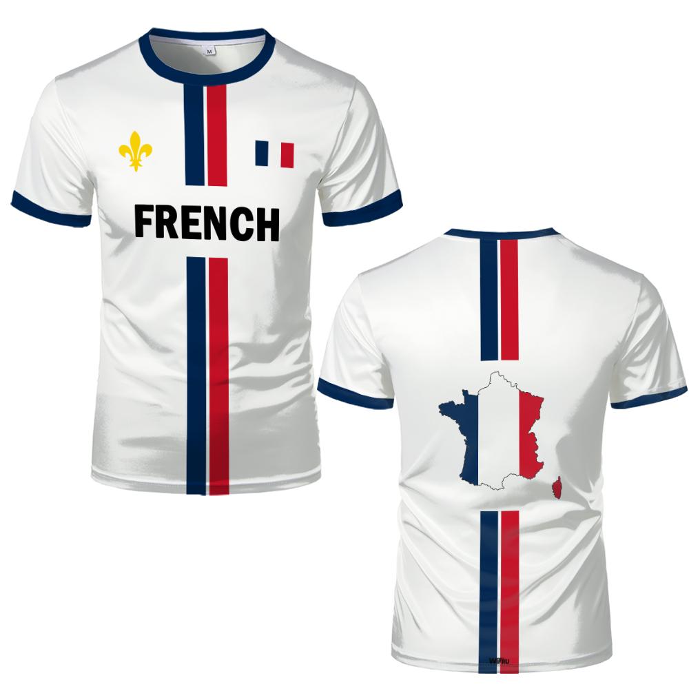 French Flag Printed Football T-shirt Breathable Sports Jersey Street Tops Unisex Casual Graphic Tee
