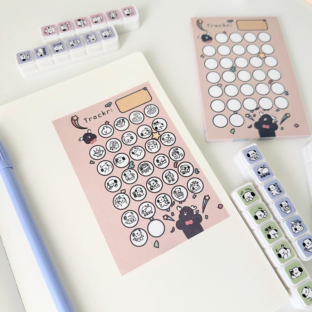 Kawaii 6 Designs Decorative Stamps Diy Crafts Cartoon Scrapbooking Stamp Multipurpose Press Inkpad Stamps Journal Planner