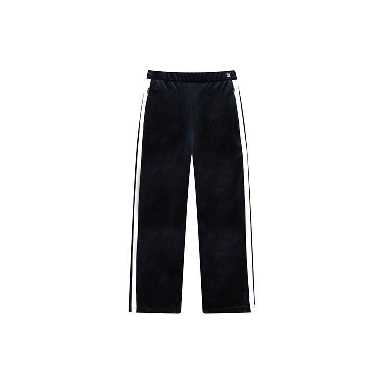 FILA Side Color Block Knitted Loose Retro Casual Long Pants Women bottoms Legendary-Blue F11W141602F-NV