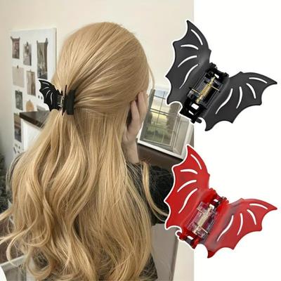 New Halloween Bat Hair Claw Acetate Colorful Bat Hairpin Fashion Ponytail Clip Shark Clip Headwear for Woman Hair Accessories