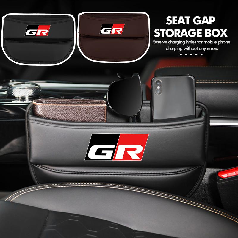 For Toyota Car Seat Organizer Leather Crevice Storage Box Auto Accessories GR MN Corolla Yaris Aygo Prius RAV4 Crown CHR Camry