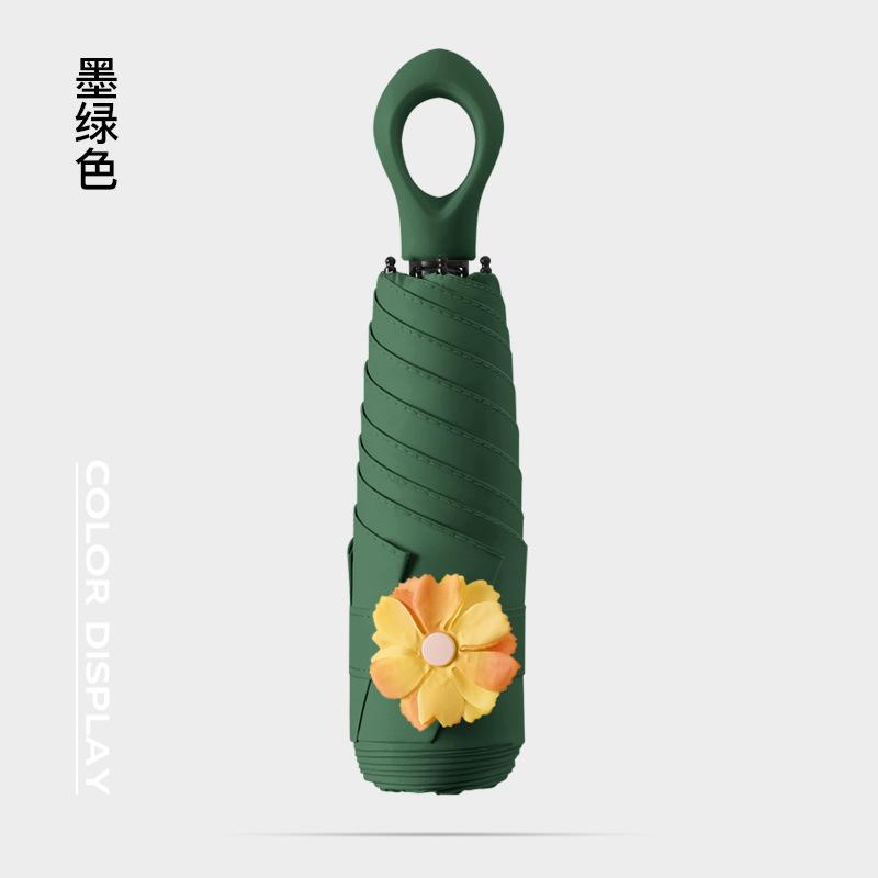 New 50% Off Six Bones Hand Open Vinyl Fabric Sunscreen Umbrella Love Handle Fashion Umbrella Climbing Flower Umbrella