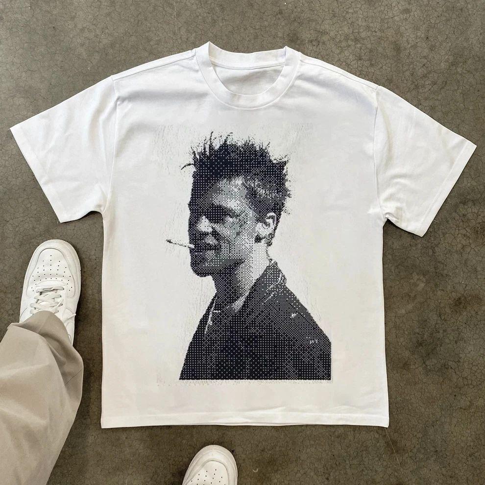 

Fashion Classic Retro Printed T-shirt Cotton Round Neck Street Fashio Oversized T-shirt High Street Unisex High Quality 5XL різнокольоровий