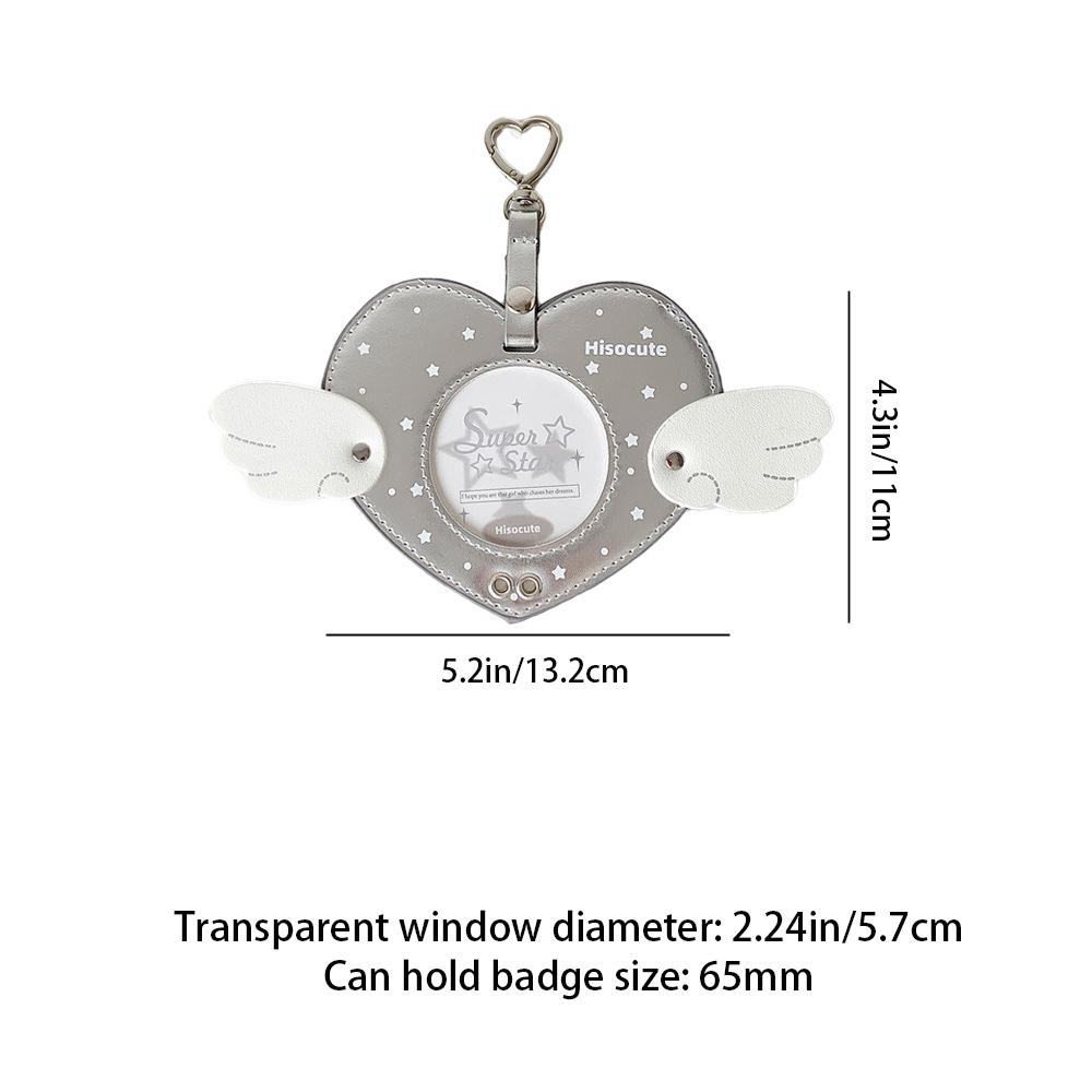 Leather ballet strap badge protective sleeve, anime props badge gift, angel wing shape storage bag display pendant