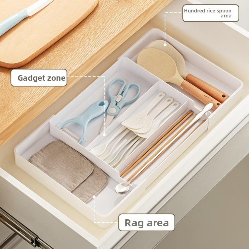 Scalable Cabinet Storage Drawer Compartment Storage Box Stationery Container PET Plastic Retractable Hidden Drawer Kitchen