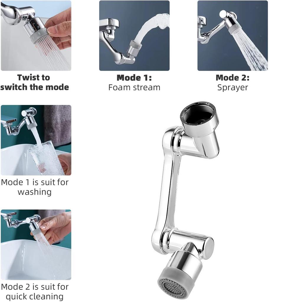 Multifunktionale 1080° Drehung Wasserhahn Sprühkopf 22/24mm Adapter Wasserhahn Verlängerung Belüfter Spritzwasser Blubbler Düse Küchenarmatur Werkzeuge