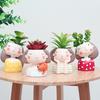 Cartoon Girl Design Resin Plant Flower Pot Succulent Planter Flowerpot Home Decoration(withoutPlant)