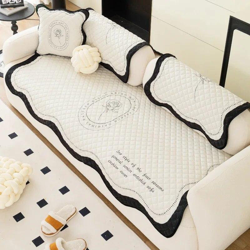 

Winter Milk Plush Sofa Cover Thicken Non Slip Geometric Jacquard Couch Cover Warm Furniture Protector 70x70cm 1pcs