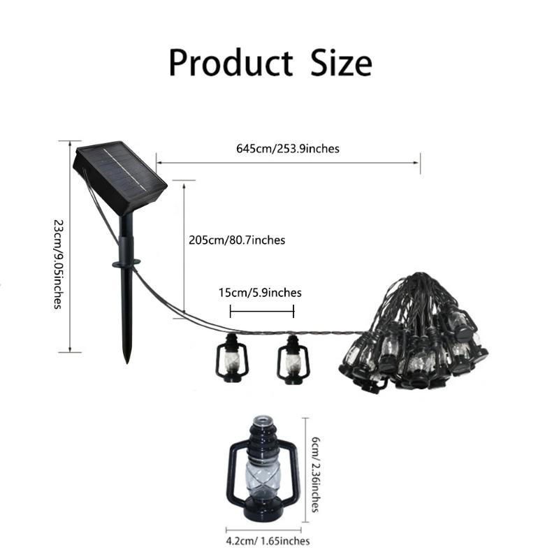 Solcelle LED-lys Utendørs Solcellelampe Parafinflaske Retro Lyslenke Jul Eventyrhage Gård Campinglys Dekorasjon