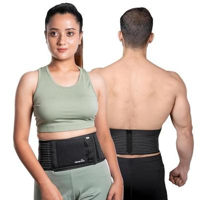 Wonder Care Polyesterový Umbilikální Černý Herniový Pás Úleva od Bolesti Podpůrná Ortéza s 1 Odnímatelnou Kompresní Podložkou Pro Muže a Ženy (M)