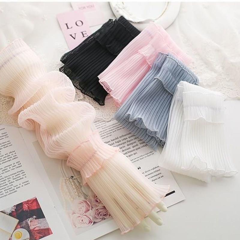 Summer Car Driving Long Lace Sleeves Sunscreen Gloves UV Protection Thin Ice Silk Breathable Women Arm Sleeves Moto Street Gear