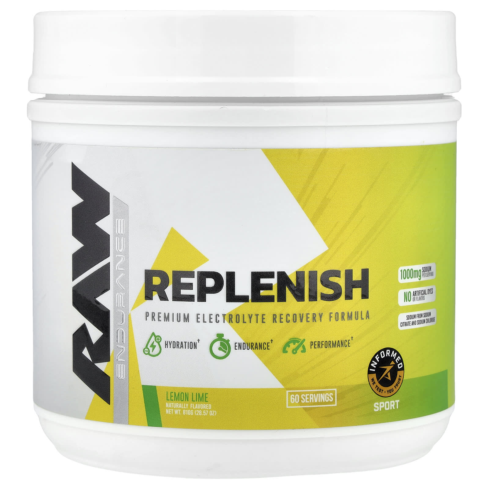 

Raw Nutrition, Replenish, Lemon Lime, 810g (28.57oz)