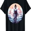 Camiseta Vintage Retro de Chica Samurai con Flores de Cerezo Sakura(175)