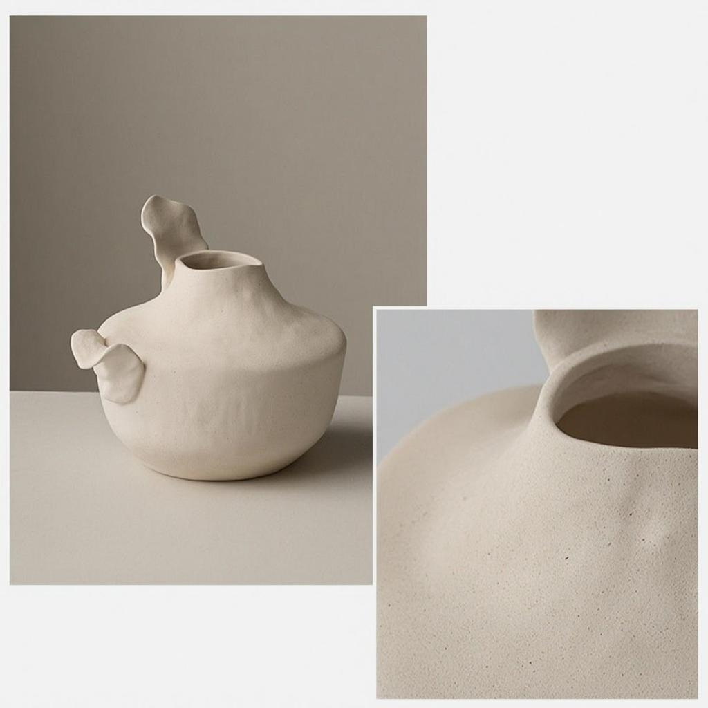 Ceramic Vase Matte Artistic Minimalist Vessel for Living Room