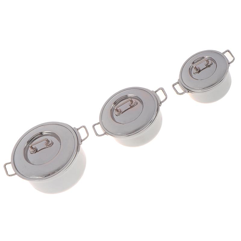 New 1/12 Dollhouse Miniature Imitated Stainless Steel Casserole Kitchen Cookware